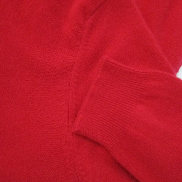 Mens Red CASHMERE Classic V Neck Pullover Sweater - Picture 9 of 10
